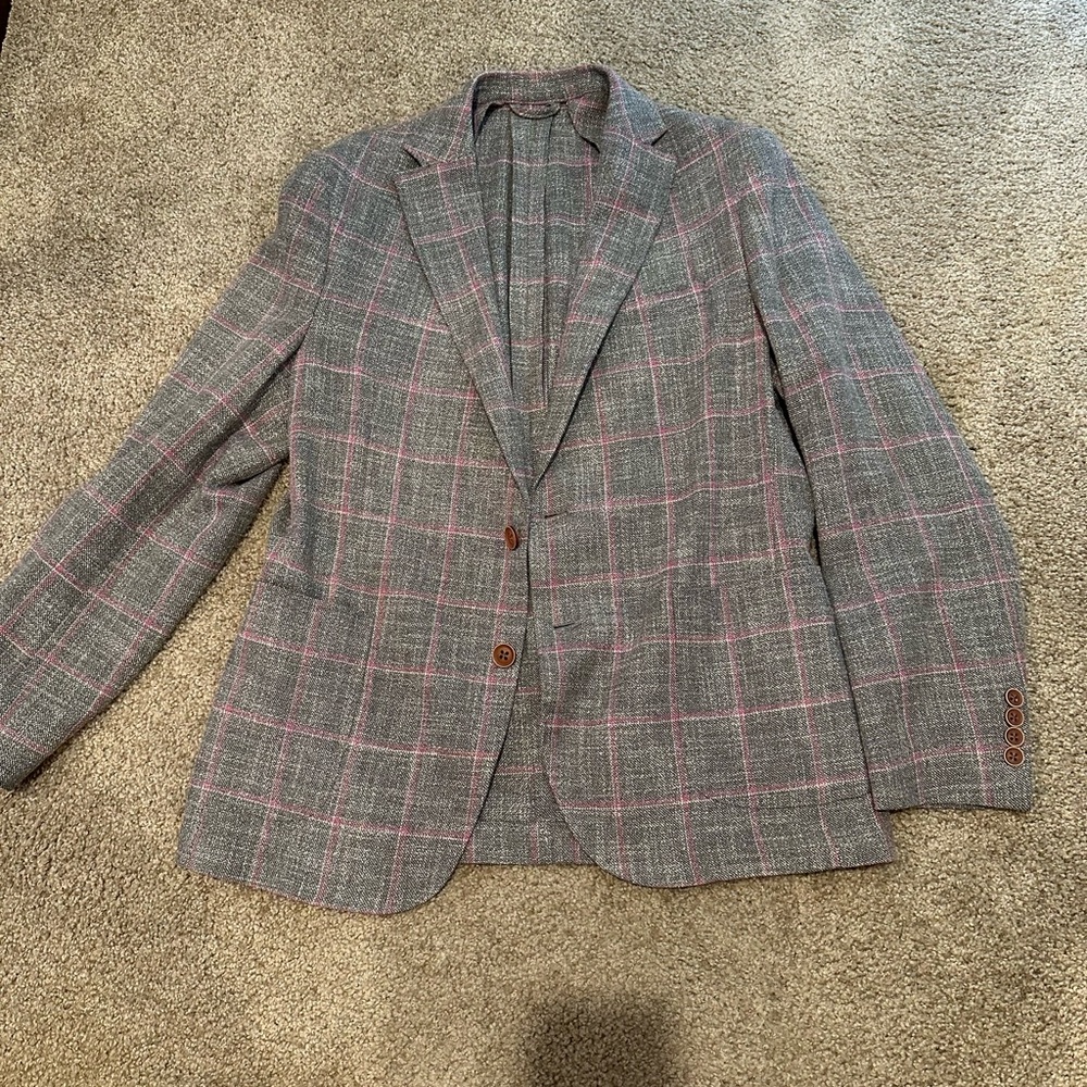 Johnnie-O Frazier wool and silk blazer in light grey & pink size 40r
